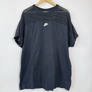 Nike T Shirt Womens Size‎ 1X Black Mesh Top Center Swoosh Longline Casual